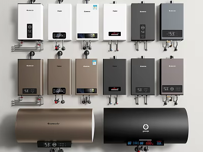 Contemporary Household Electric Water Heaters With Various Styles And Color Options 3d model