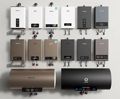 Contemporary Household Electric Water Heaters With Various Styles And Color Options 3d model