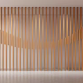 Modern Wooden Partition With Vertical Slats And Wavy Design Elements 3d model