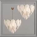 Elegant White Leaf Shaped Chandelier With Metal Chain For Modern Interior Decor
