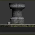 Traditional Stone Structure With Circular Top Octagonal Base Platform Small Square Opening And Moss Details 3d model