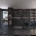 Modern Walk in Closet Interior With Glass Doors LED Lighting And Hanging Garments