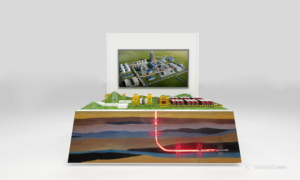 Advanced Commercial Equipment Model Display With Industrial Facility Building And Terrain Layout 3d model 