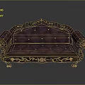 Ornate Purple Sofa With Golden Carvings Tufted Design And Elegant Details