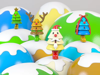 Modern Beauty Chen Chao Play Christmas Cartoon Doll Beauty Chen Ornaments 3d model