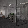 Modern Law Firm Front Desk Reception With Marble Background Wall And Green Plant