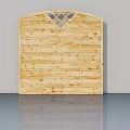 Wooden Casement Door With Top Lattice Design And Natural Wood Finish