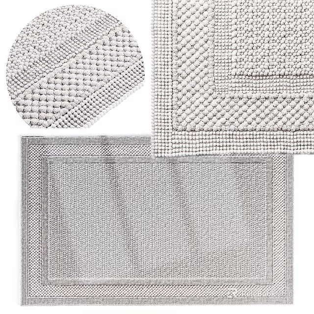 Woven Square Area Rugs With Textured Patterns And Neutral Color Tones 3d model