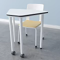 Round Table And White Chair Set With Yellow Seats Building Blocks In Kids Play Area