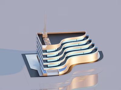 Modern Architectural Building Model With Wave Shaped Multi Level Exterior Design 3d model