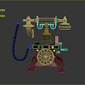 Vintage Antique Telephone With Rotary Dial Classic Metal Design Retro Style