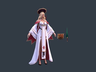 Ancient costume beauty scholar mage royal sister little sister 3d model