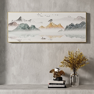 New Chinese Landscape Painting Texture Decoration Painting Italian Minimalist Landscape Painting 3d model