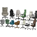 Various Modern Office Chairs With Different Colors And Ergonomic Designs 3d model