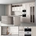 Modern Kitchen Interior With White Cabinets Island Counter And Built in Appliances