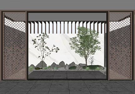 Modern landscape sketch courtyard landscape 3d model