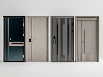 Modern security door entry door security door 3d model