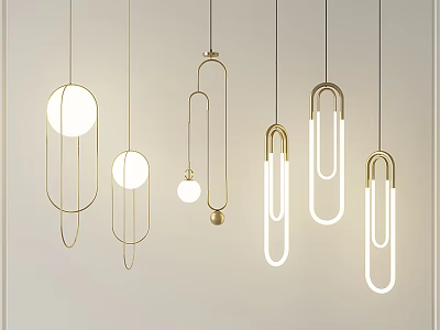 Modern Pendant Lights with Various Geometric Shapes Metal Frames and Soft Glow 3d model