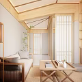 New Chinese-style Log Japanese-style Study Tea Room Loft 3d model