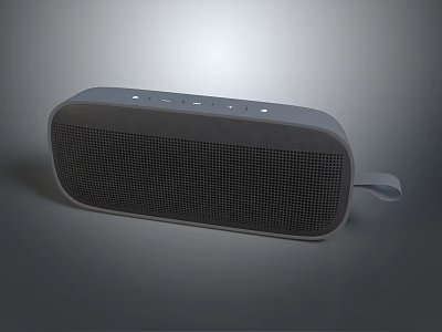 Portable Modern Bluetooth Speaker With Gray Mesh Front Top Buttons And Side Strap 3d model