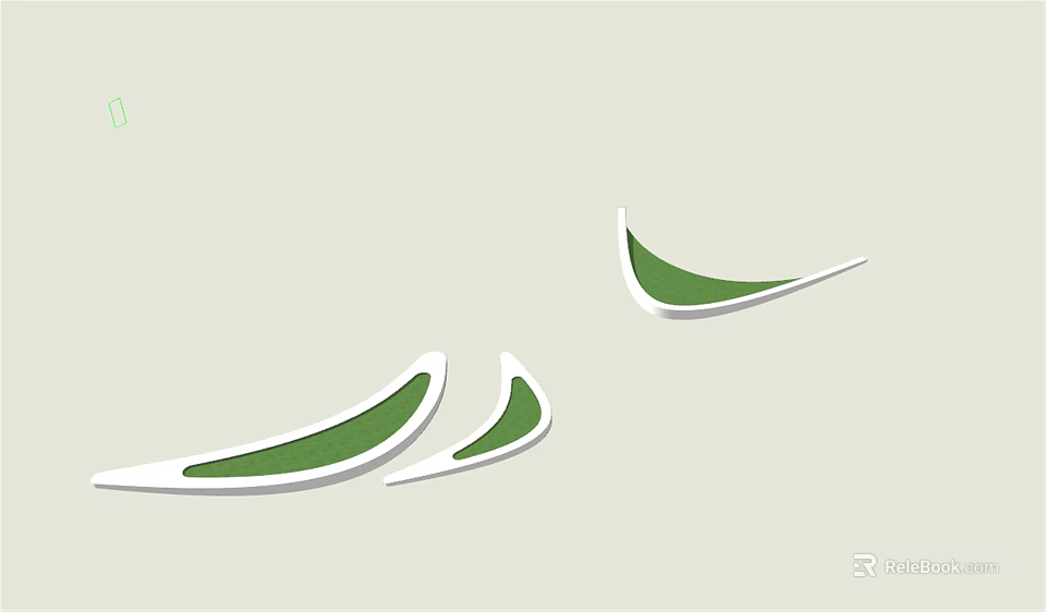 Garden Landscape Design Featuring Curved Green Leaves And Natural Elements 3d model