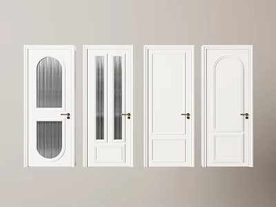 Various White Hinged Doors With Different Panel And Glass Designs For Interior 3d model