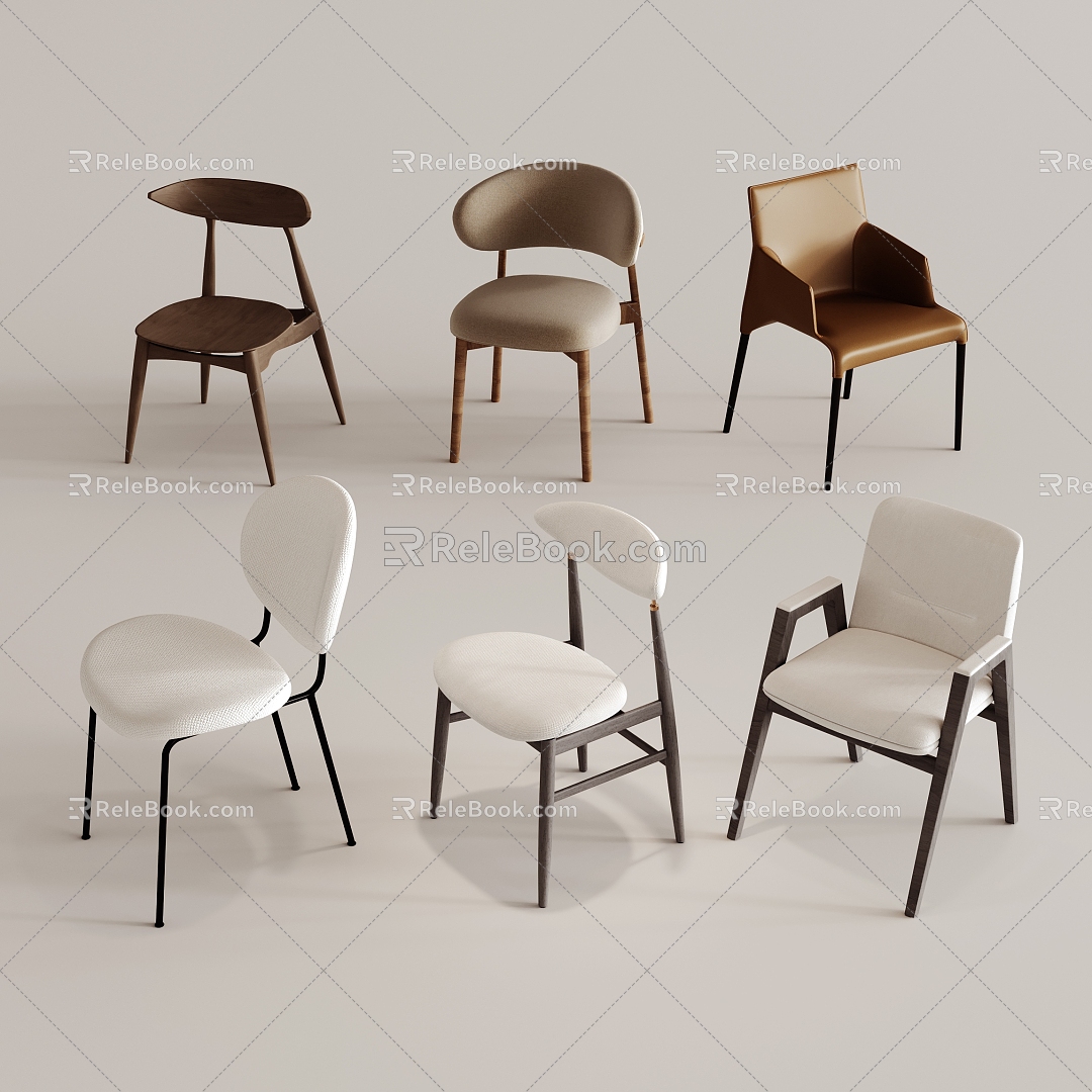 Dining chair single chair combination 3d model