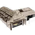 Traditional Rustic Structure With Thatch Roof Open Design And Wooden Pillar Supports