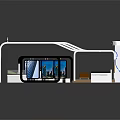 Modern Interior With Public Chairs Glass Tables TV Screens And Wooden Walls