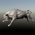 Outdoor Dynamic Bull Landscape Sculpture With Running Pose And Metallic Texture