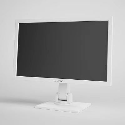 Cooler Master White Computer Monitor With Black Screen And Sturdy Stand 3d model