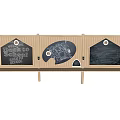 Wooden Frame Chalkboard Display For The Rooke School With Decorative Elements 3d model