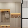 Modern Entryway Shoe Cabinet With Clothing Rack LED Lighting And Storage Design