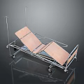 Adjustable Hospital Bed With Metal Frame Wheels Wooden Bed Board And IV Poles
