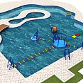 Fun Water Play Equipment With Swimming Pool Obstacles Wooden Bridge And Climbing Frames