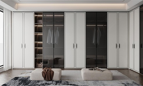 New Chinese Cloakroom Corner Wardrobe 3d model