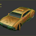 Orange Taxi Car With Roof Top TAXI Sign And Modern Checkerboard Design