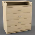 Light Wooden Bedside Table With Open Drawer And Modern Design 3d model