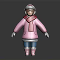 Woman In Pink Coat Red Scarf Fur Trimmed Hat White Gloves and Pink Boots