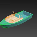 Simple Blue Small Boat With Seating Area And Windshield Design