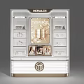 Modern Mercilen Display Shelf with Illuminated Compartments for Prestige Skincare Products in Retail Store