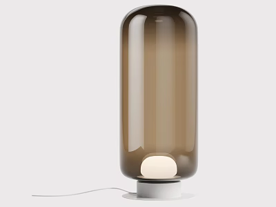 Sleek Modern Brown Cylindrical Glass Lamp With Illuminated White Base 3d model