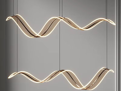 Modern Wave shaped Chandelier with Illuminated Curved LED Design for Interior Decor 3d model