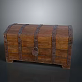 Vintage Wooden Storage Chest With Metal Straps And Padlock For Household Use