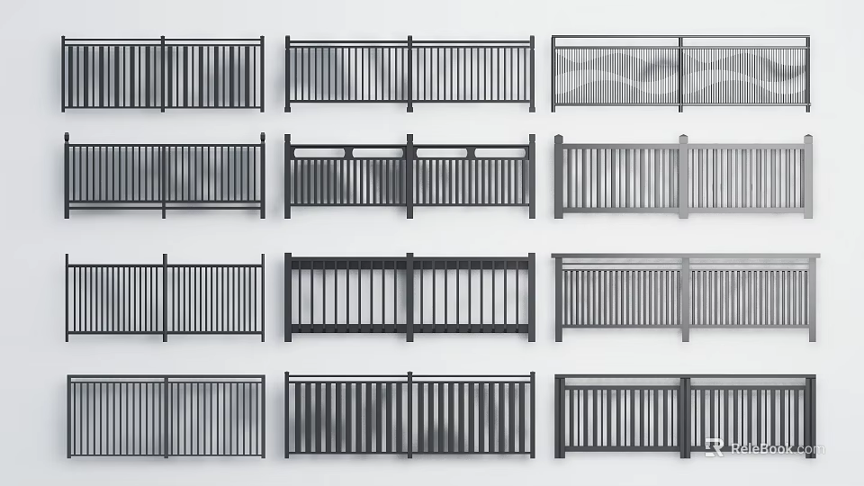Various Stylish Outdoor Fence Designs With Multiple Patterns For Garden And Patio 3d model 
