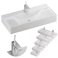 Modern White Ceramic Washbasin With Sleek Design Various Sizes And Faucet
