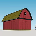 Red Barn Structure With Green Roof Double Doors And 22x40 Exterior Design
