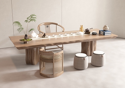 New Chinese Tea Table and Chair 3d model