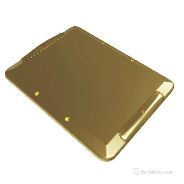 Golden Metal Panel With Screws And Smooth Surface For Electronic Device Case 3d model 