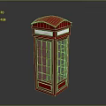 Classic Red Telephone Booth Design With Glass Windows And White Frame
